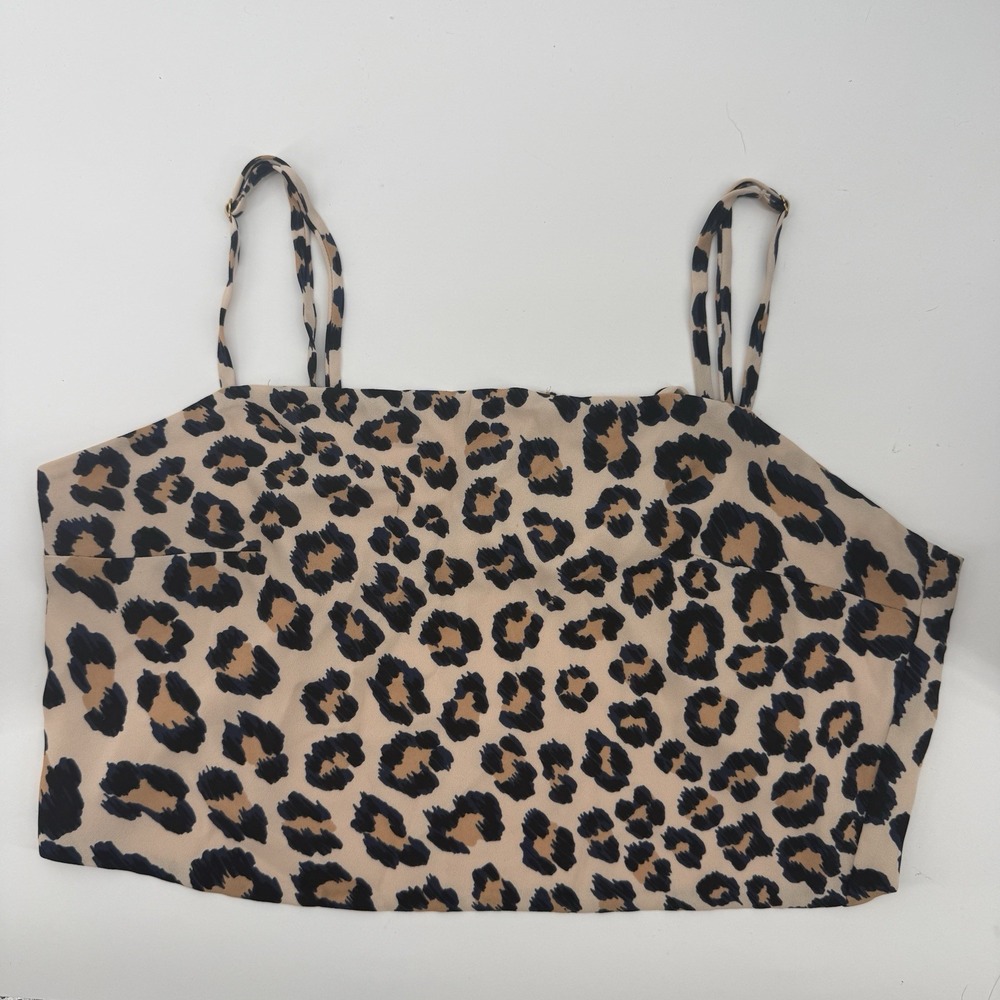 Victoria Secret EUC Crop Top  Festival Cropped Laceup Leopard Print Small‎ Midi